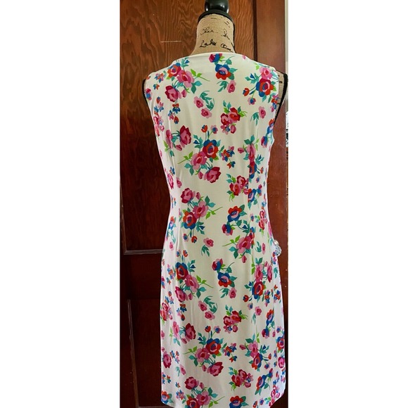 KARL LAGERFELD DRESS FLORAL STRETCH WHITE PINK GREEN 6 - Picture 5 of 6